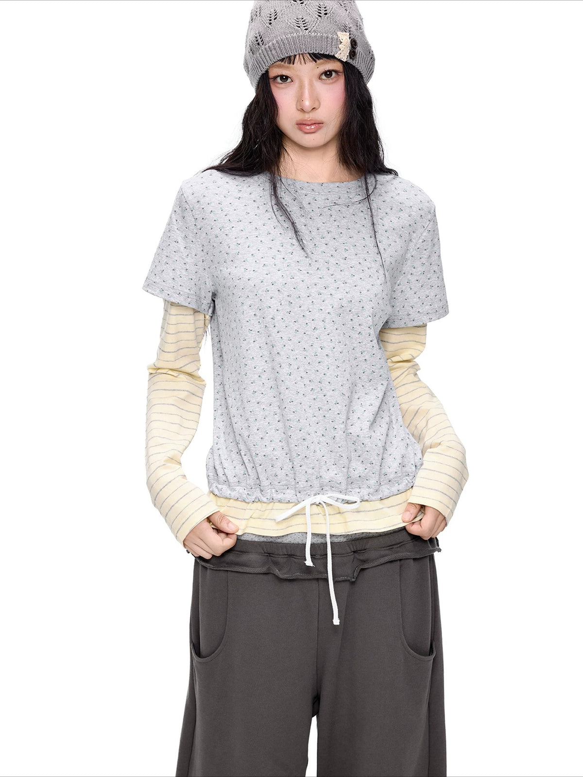 Floral Layered Stripe Tee