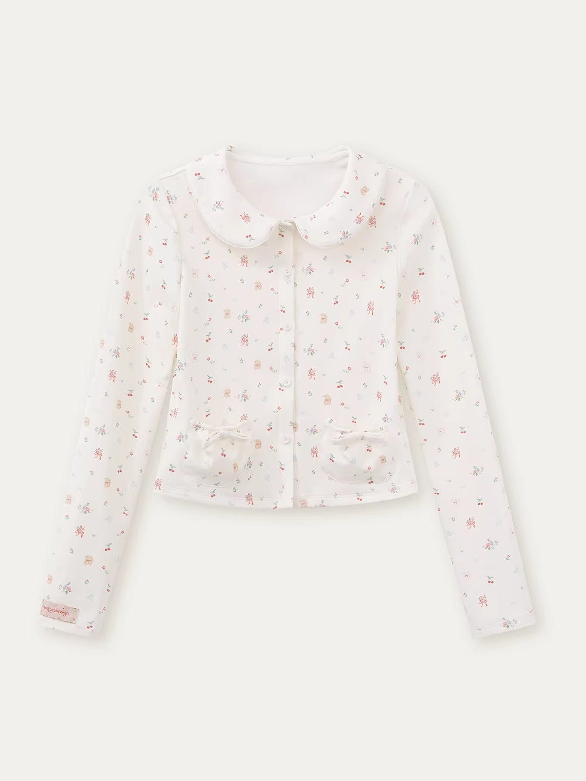 Floral Collar Cardigan & Shorts Set