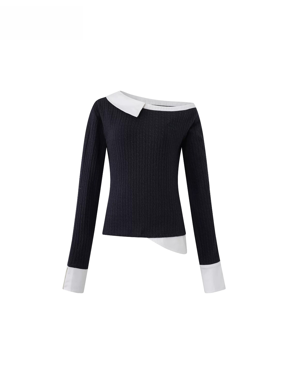 Layered Cable Knit Button Top