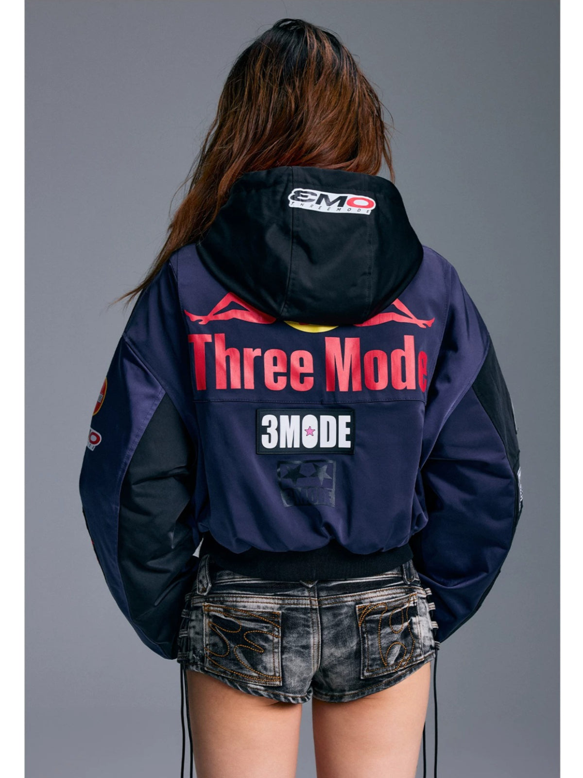 American Printed Hooded Short Jacket