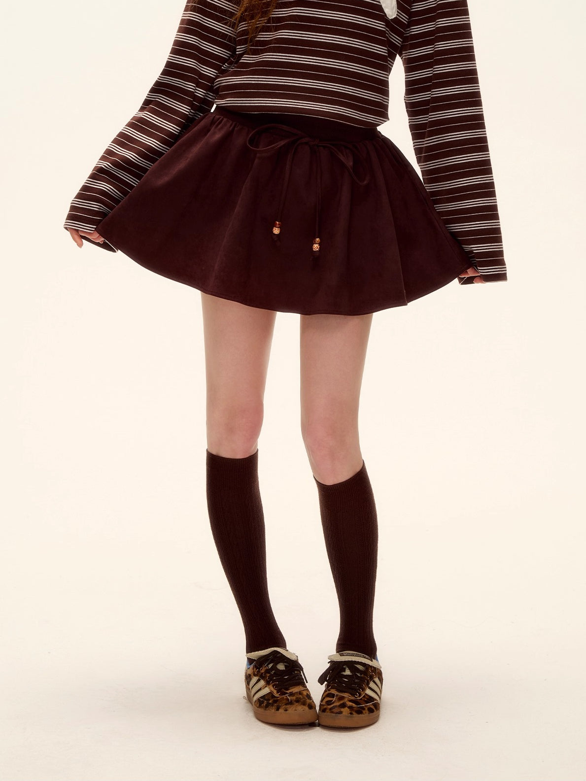 Suede Beaded Mini Skirt