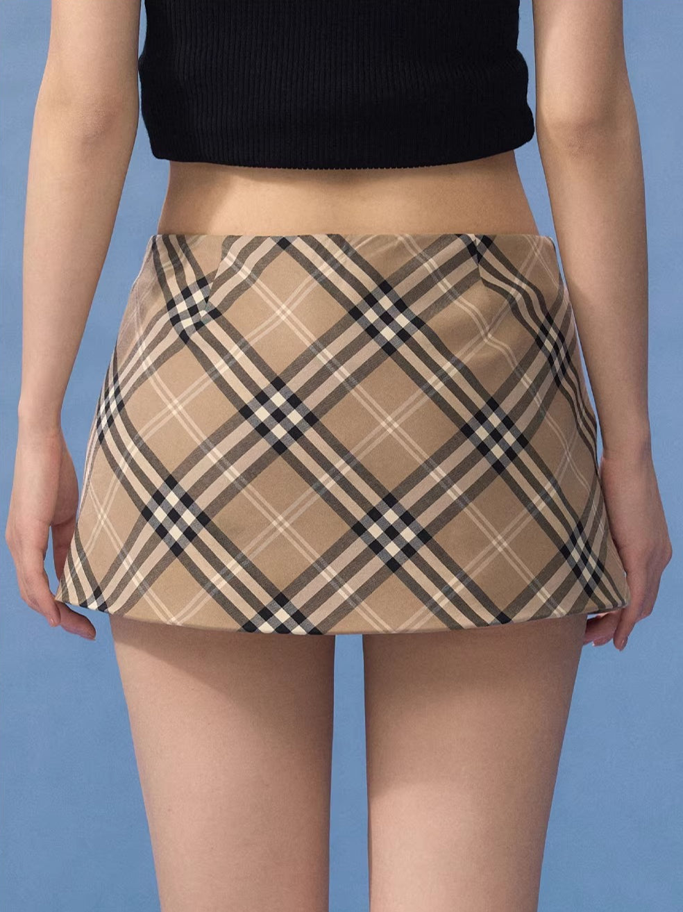 Brown Plaid Mini Skirt