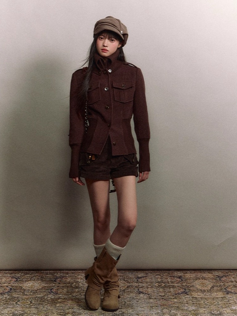 Vintage Sailor Collar Woolen Jacket