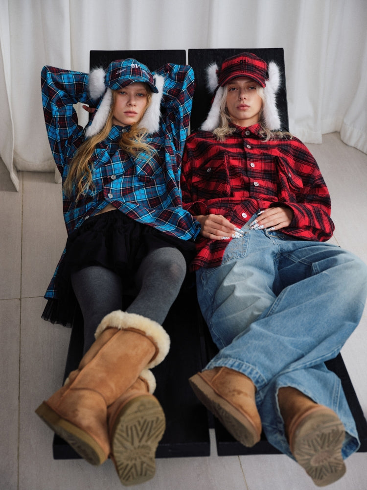 Plaid Brushed Loose Shirt