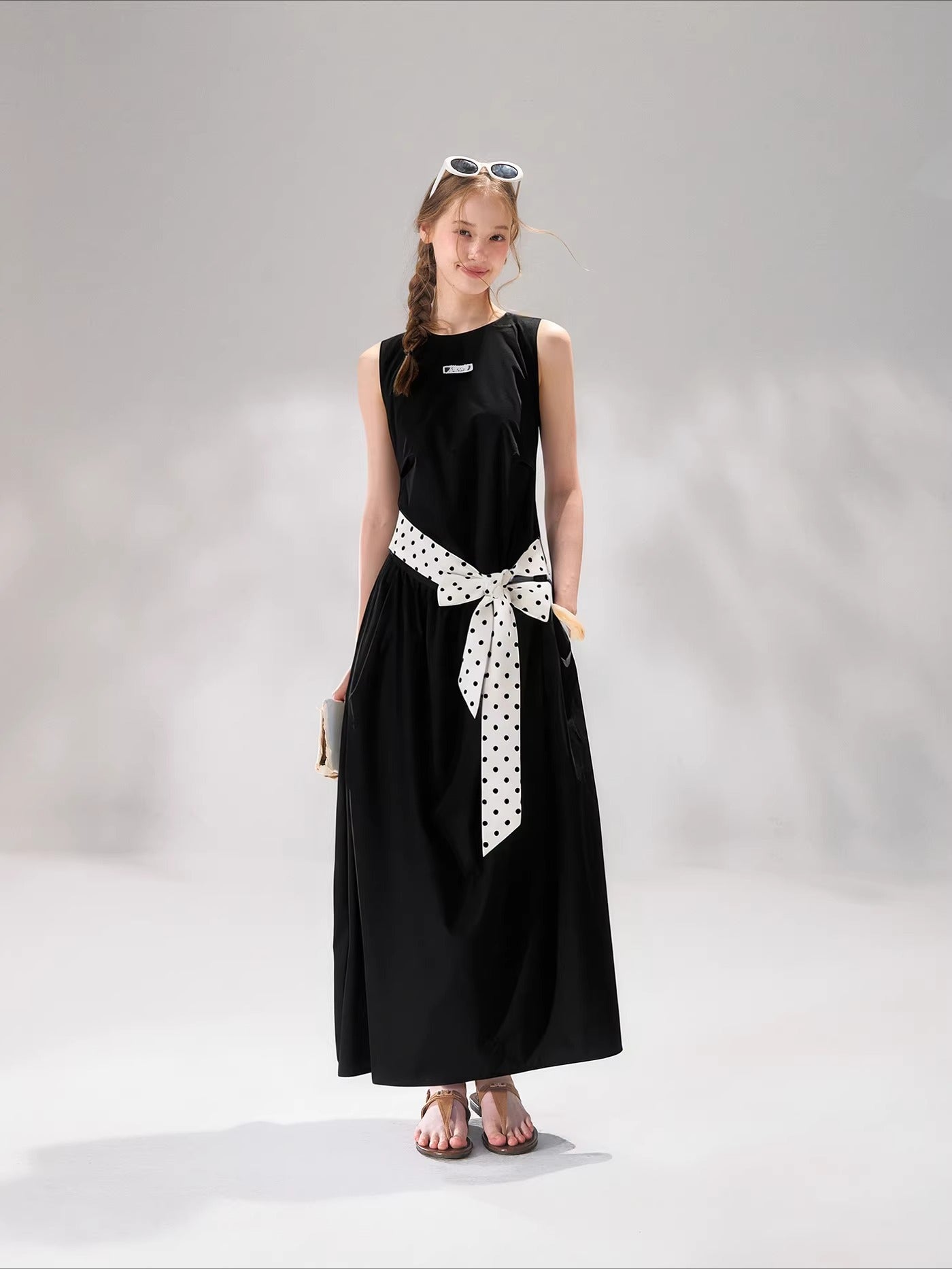Polka Tie Midi Dress