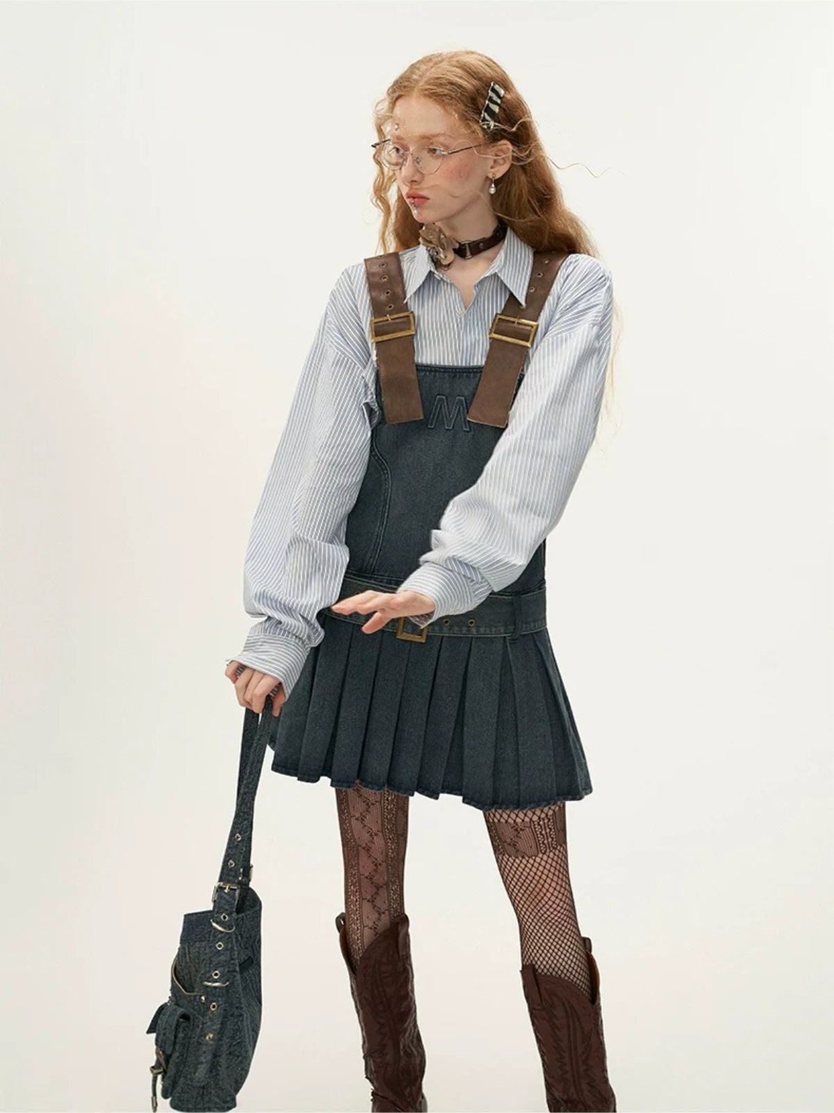 Vintage Denim Pinafore Mini Dress