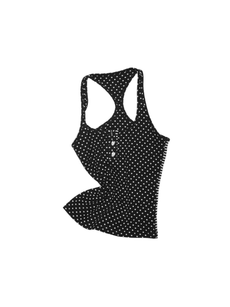 Polka Dot Stripe Double-Sided Tank Top & Pants Set