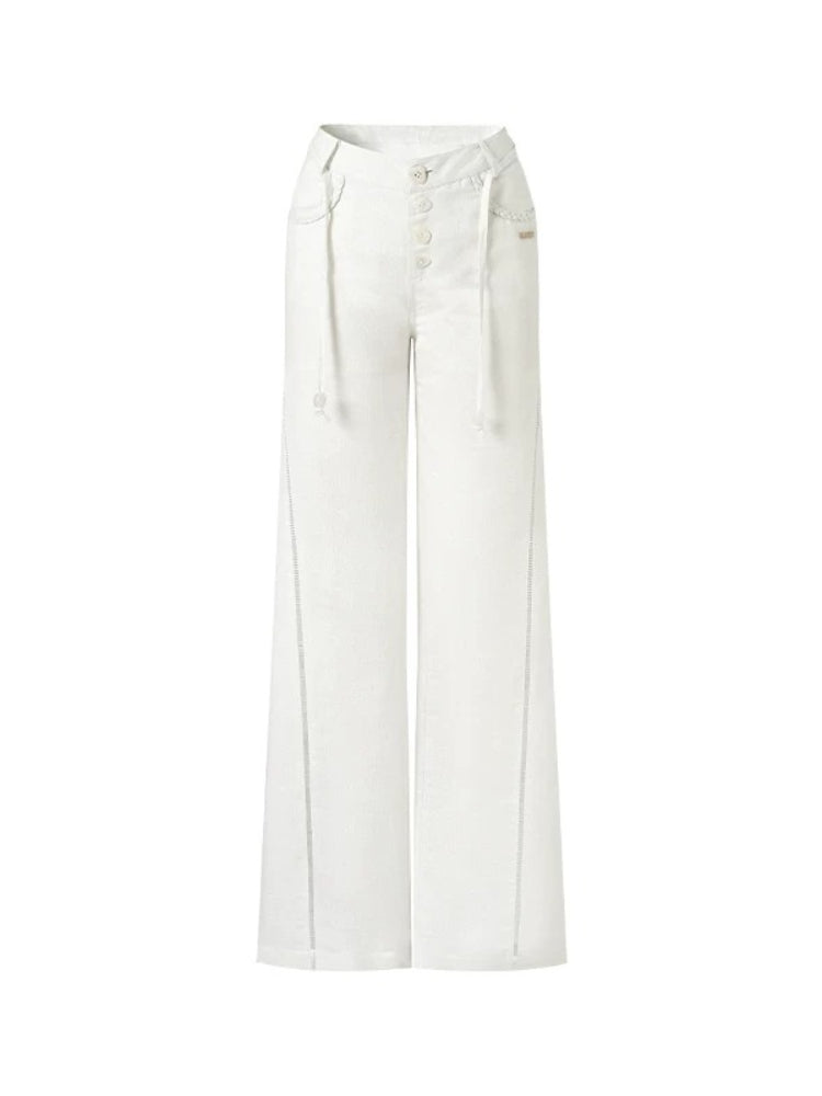 Wheat Straight Linen Pants