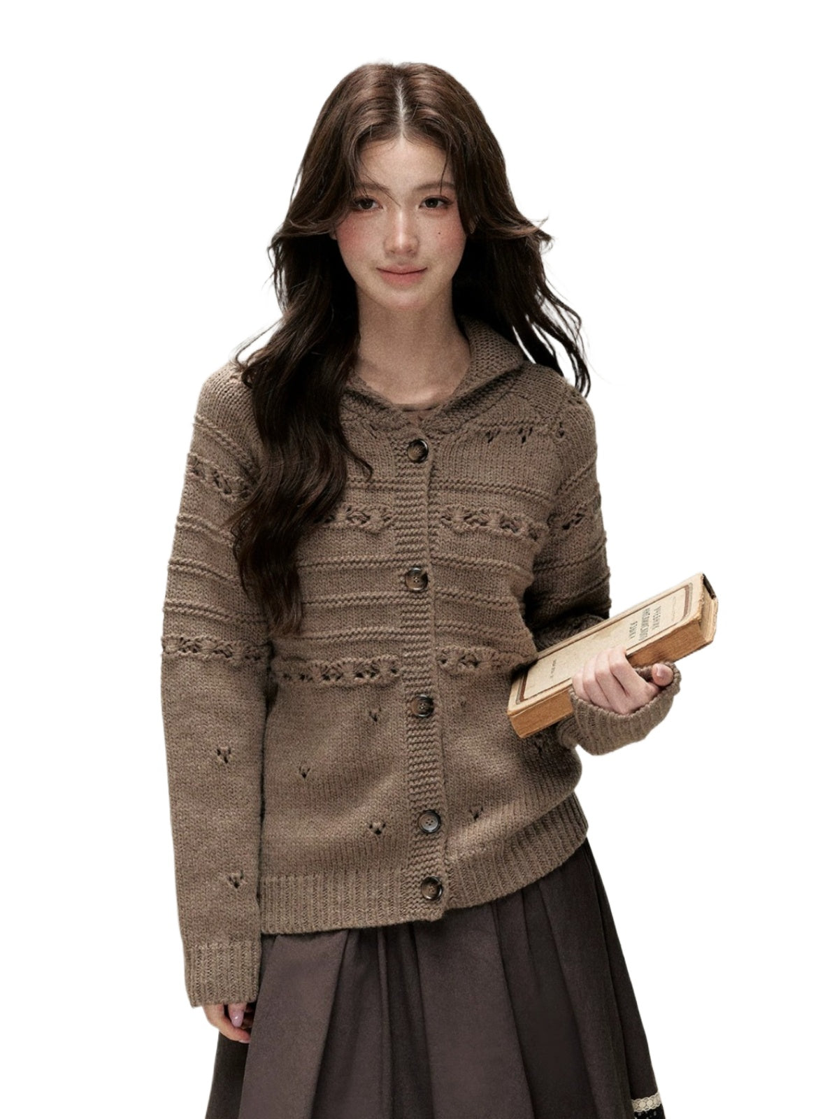 Vintage Shawl Collar Wool-Blend Knit Cardigan