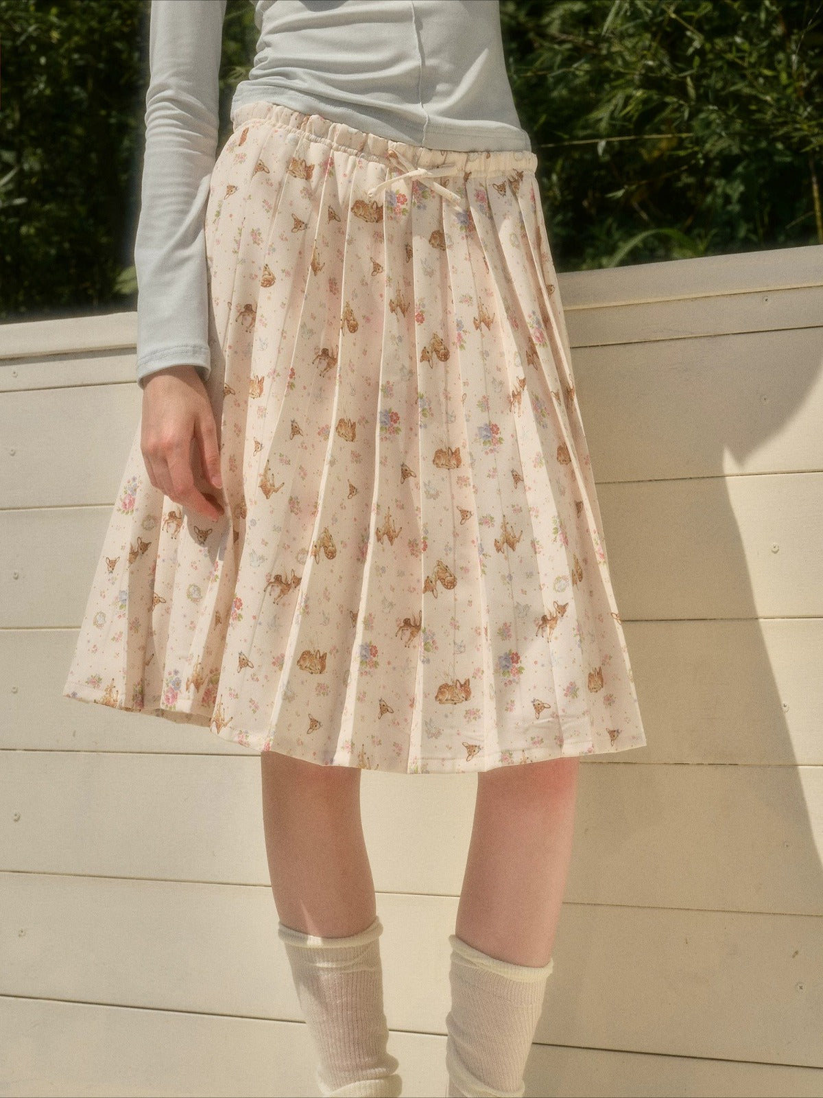 Pleated Floral Skirt