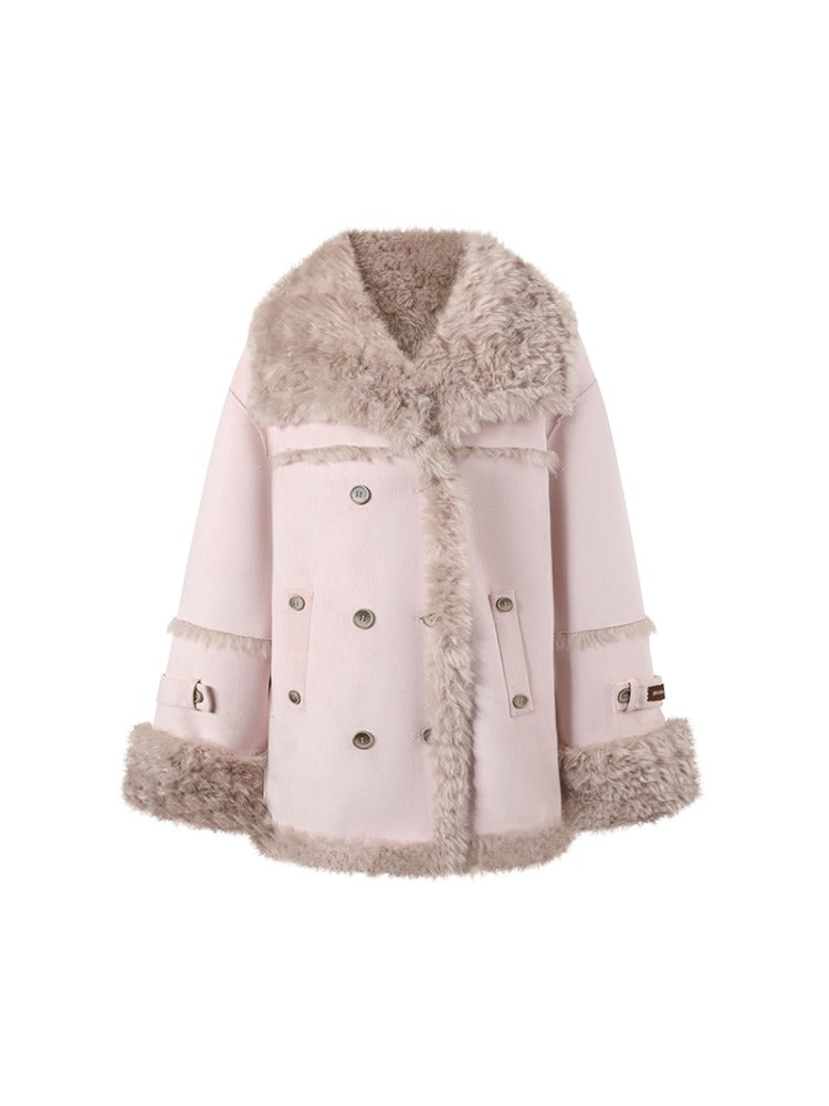 Vintage Suede Faux Fur Coat