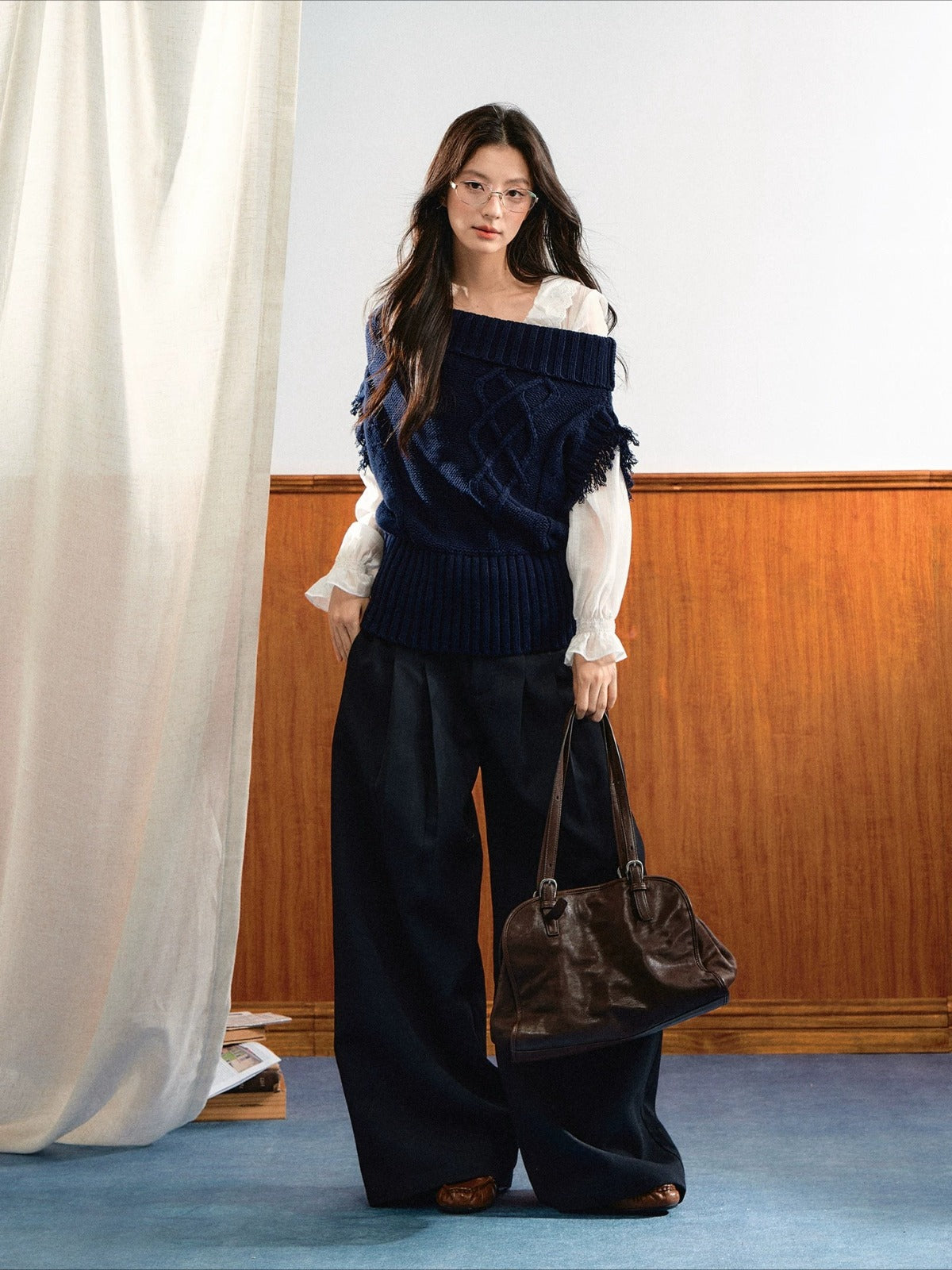 Asymmetric Ribbed Knit Vest