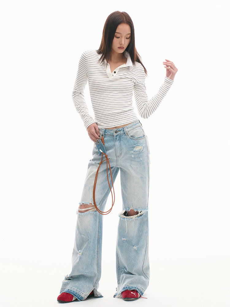 Vintage Slim Fit Black & White Striped T-shirt