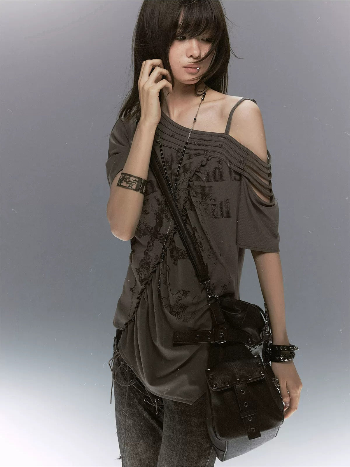 Studded Cross Print Tee