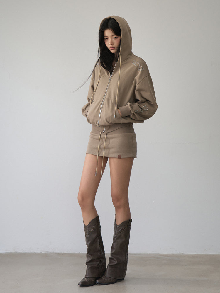 Patchwork Drawstring Bodycon Skirt