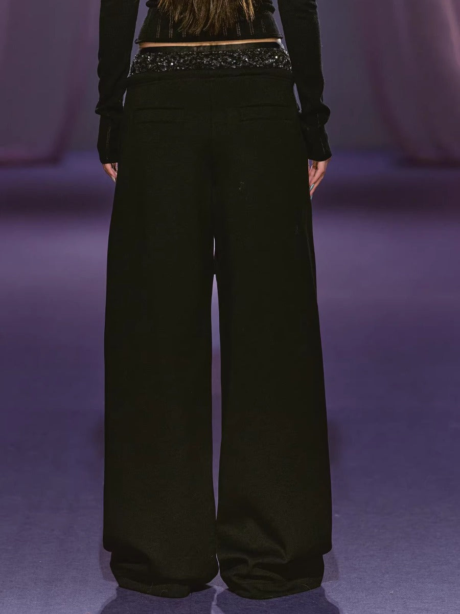 Sequin Double Waist Pants