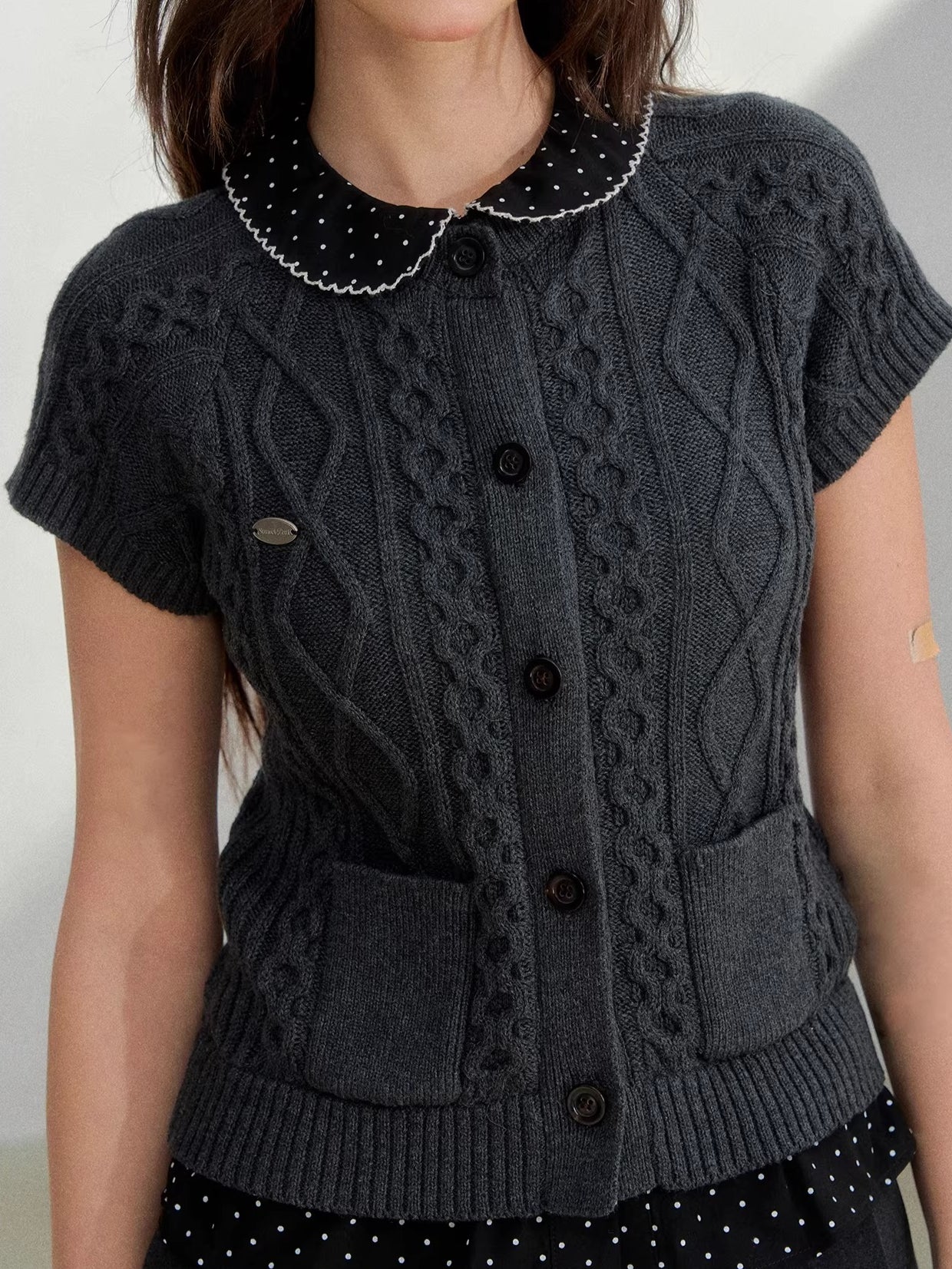 Pink & Gray Layered Knit Cardigan