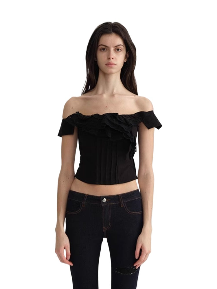 Lace Trim Off-Shoulder Blouse