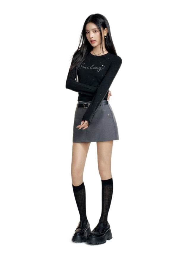 High-Waisted Color-Blocked A-Line Skirt