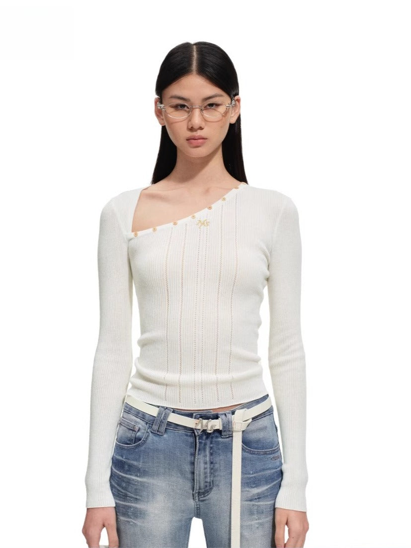 Polar Wool Blend Ribbed Knit V-neck