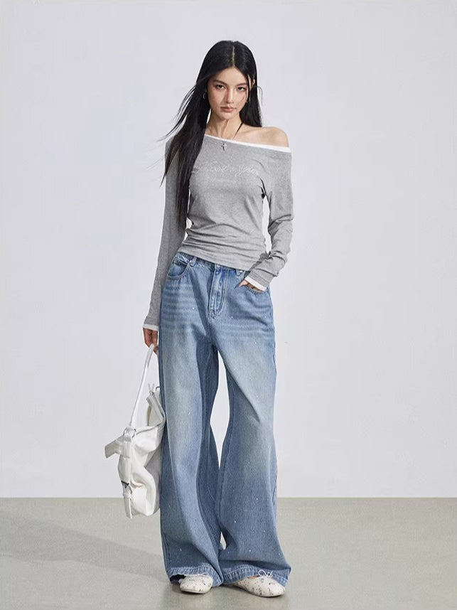 Asymmetric Rhinestone Tee