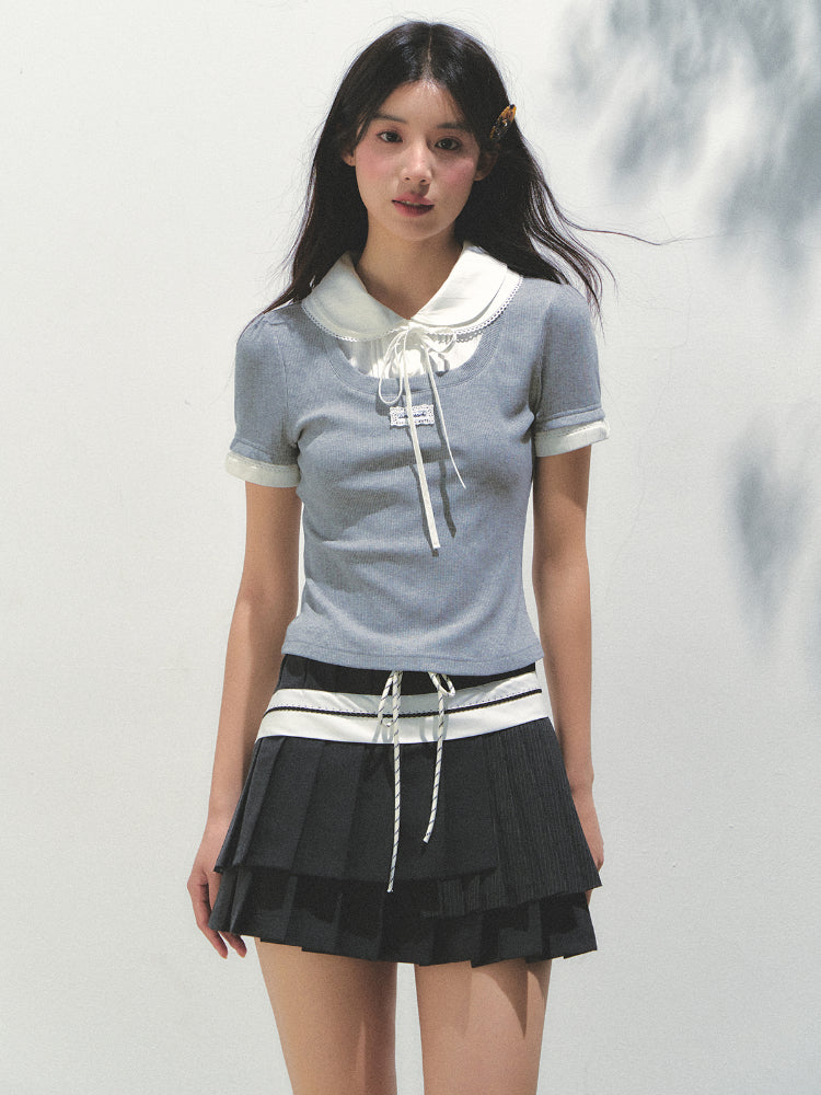 Collar Knitted Short-sleeve T-shirt