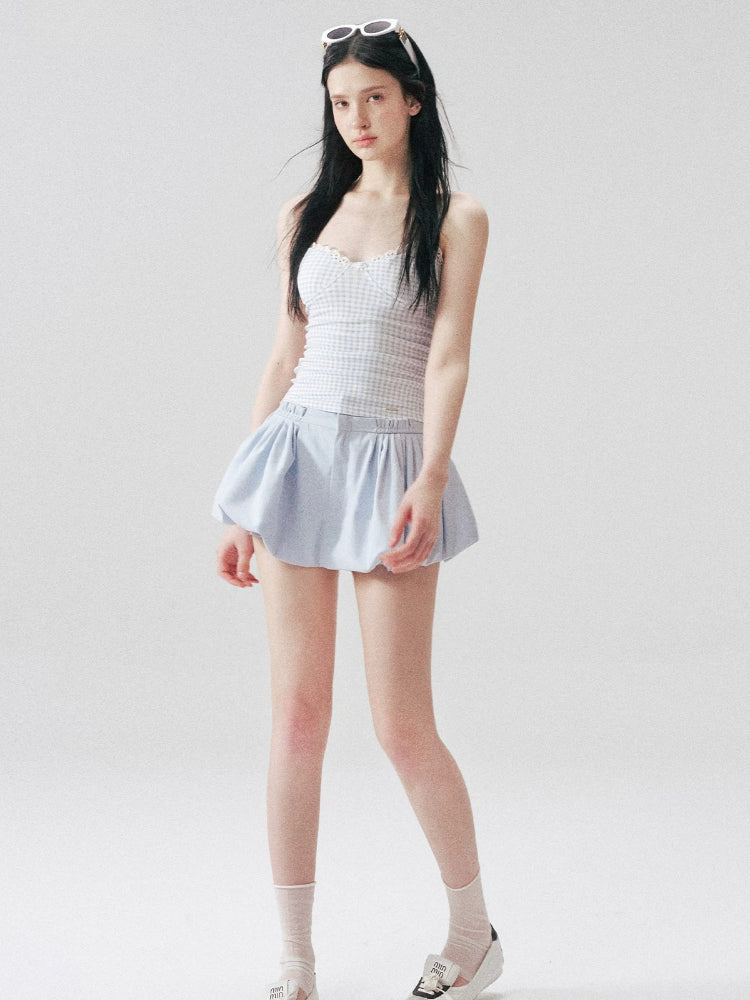 Blue Gingham Lace Camisole