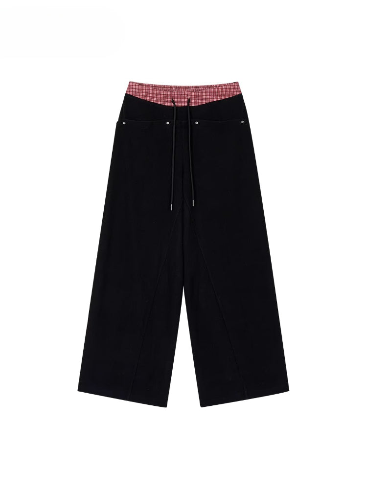 Contrast Waistband Pocket Casual Pants