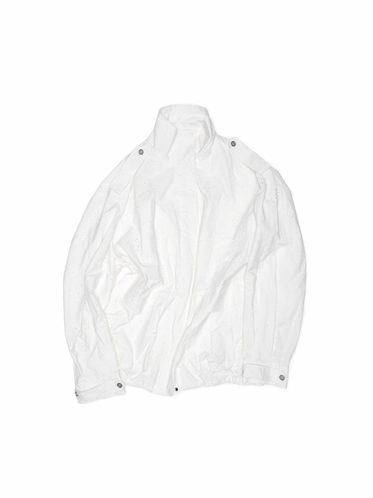 Heavy Embroidery Jacquard Multi-pocket Stand Collar Utility Jacket
