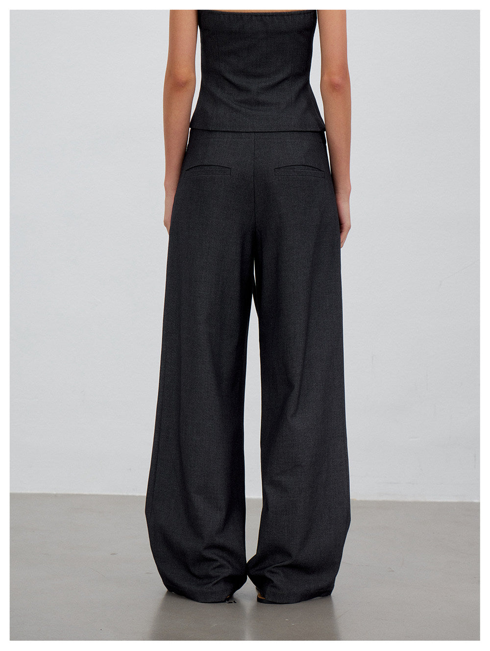 Pleated Drawstring Wide Trousers