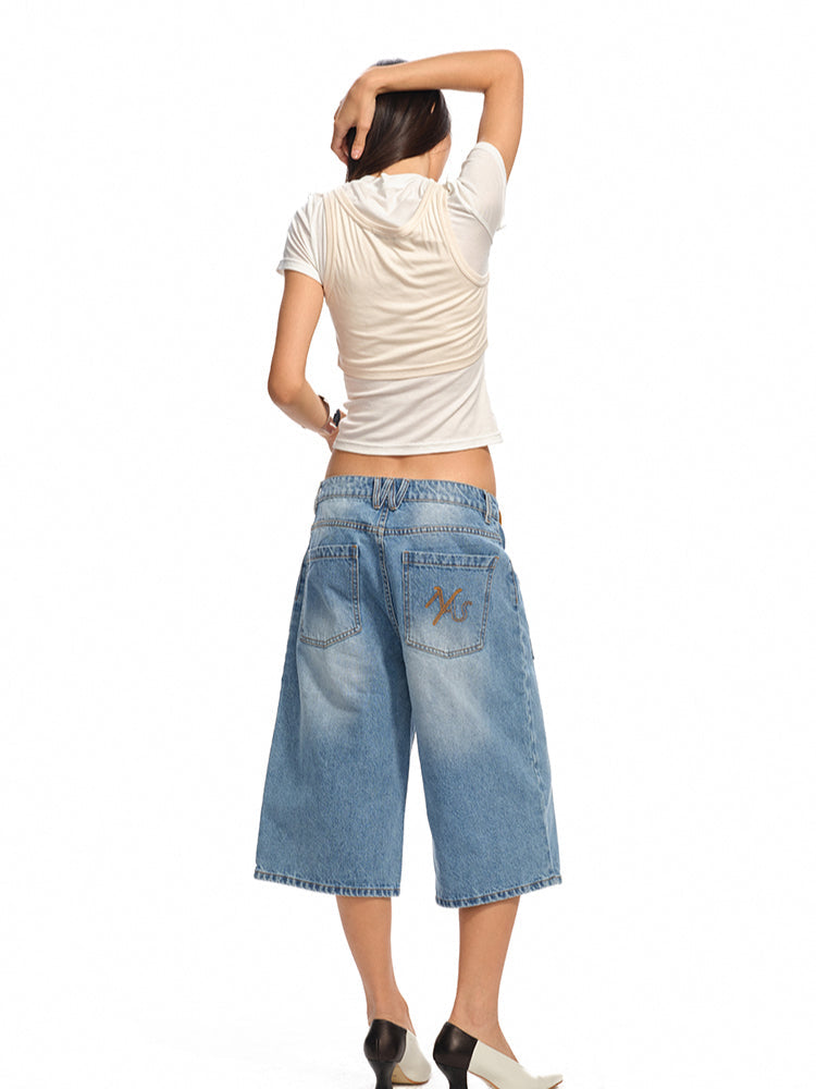 Washed Low - Rise 5 - Inch Denim Shorts