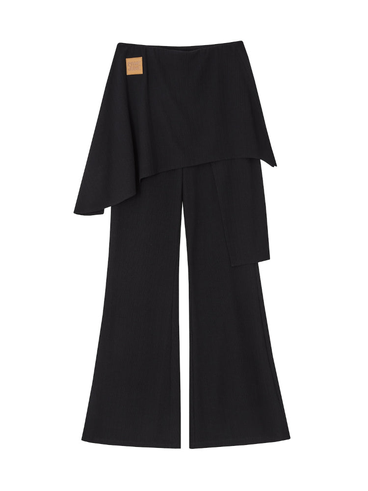One Shoulder Irregular Slanted Pleat T-shirt & Pants Set