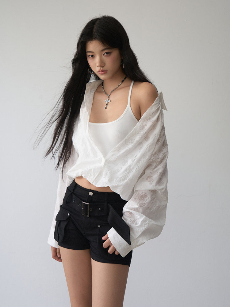 Two-piece Look Checked Long-sleeve Shirt