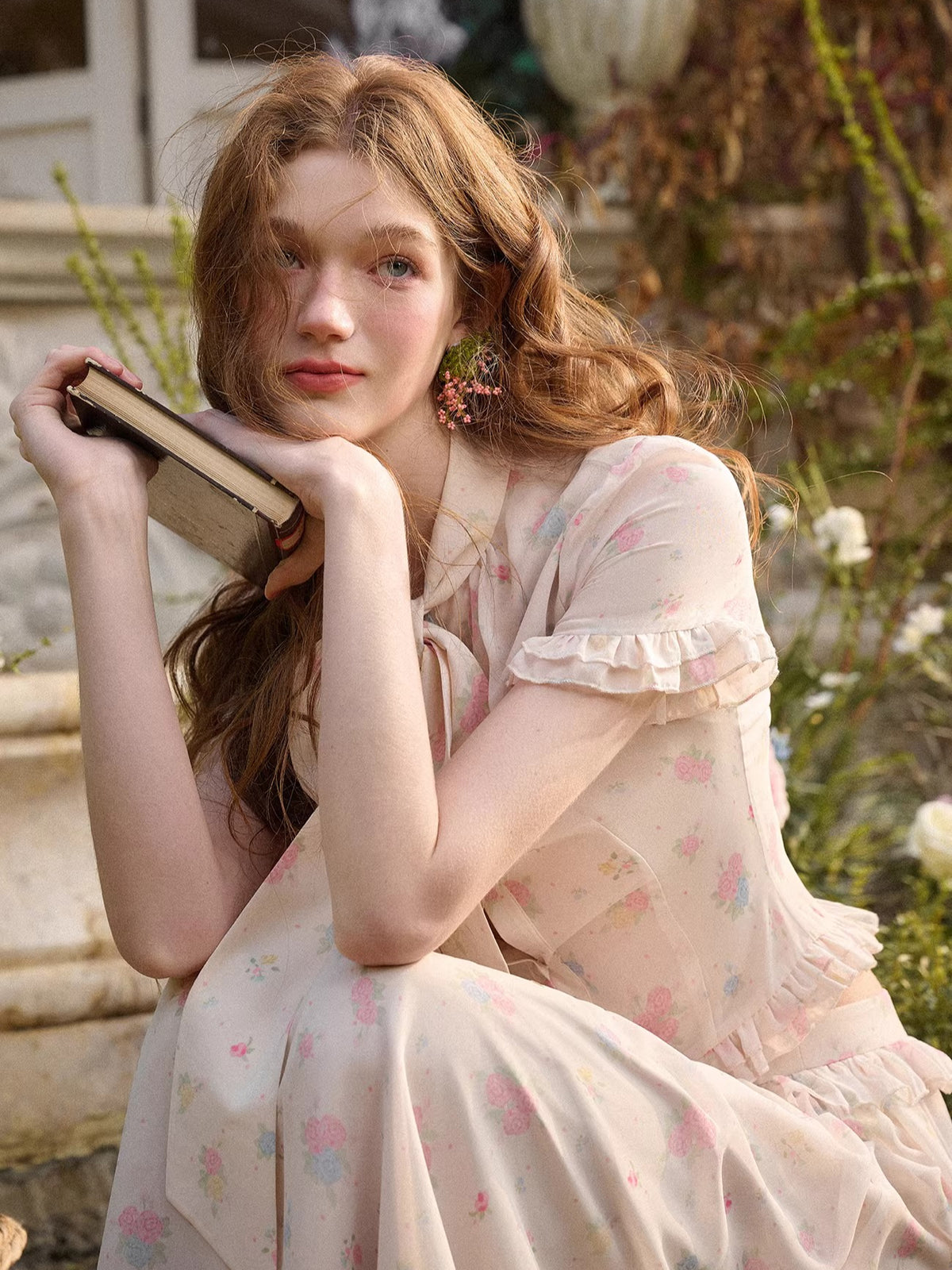 Mediterranean Floral Chiffon Set