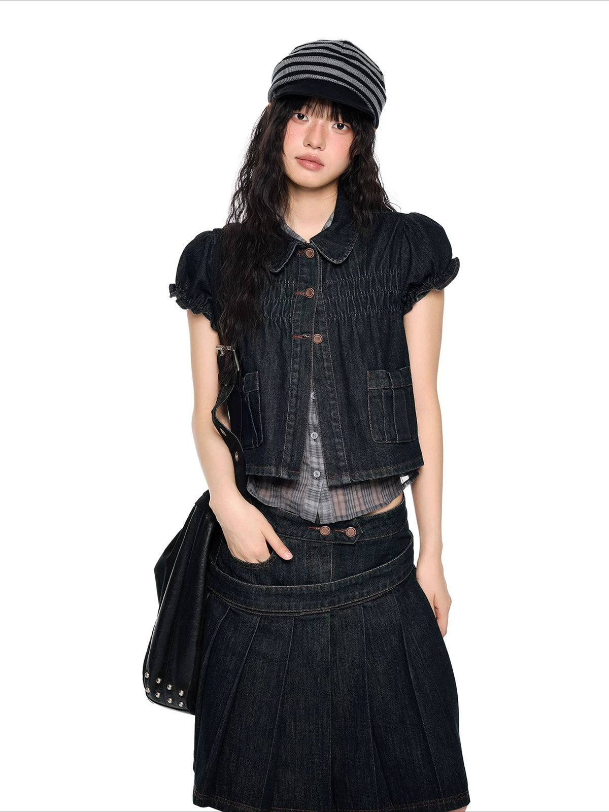Puff Sleeve Denim Set