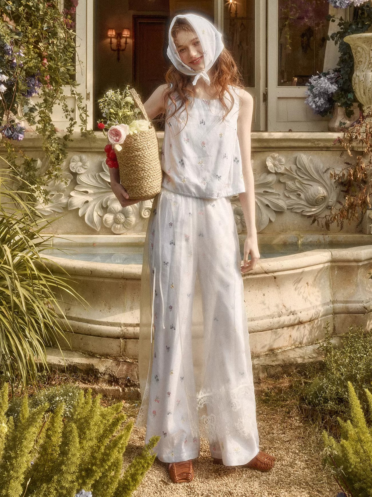 Linen Embroidered Three-Piece Set