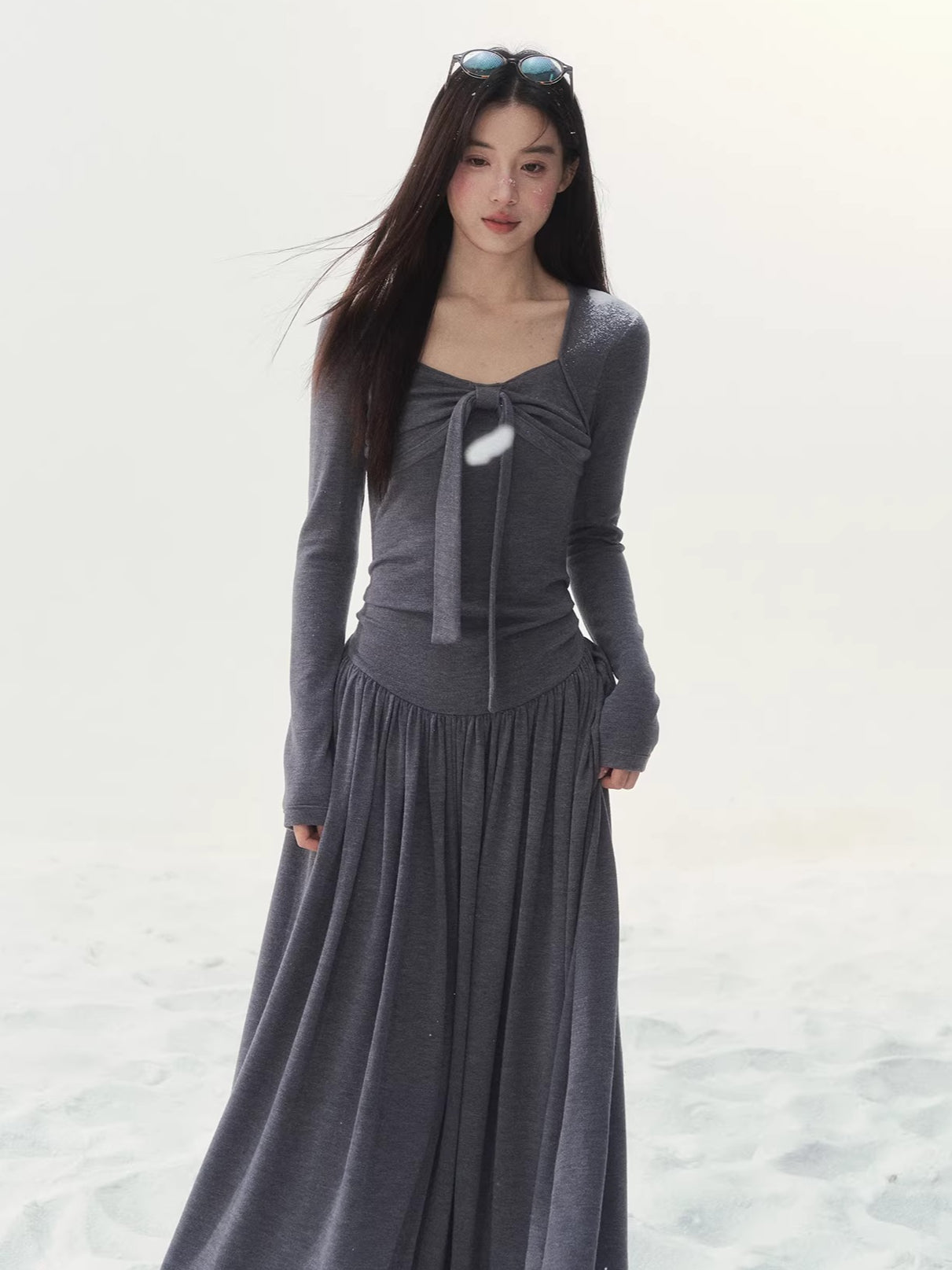 Gray Moss Trace Knit Dress