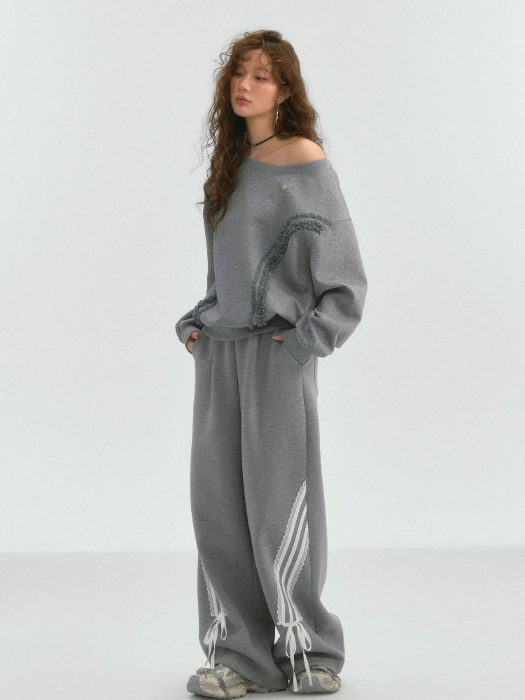 Lace Butterfly Knot Casual Long Pants