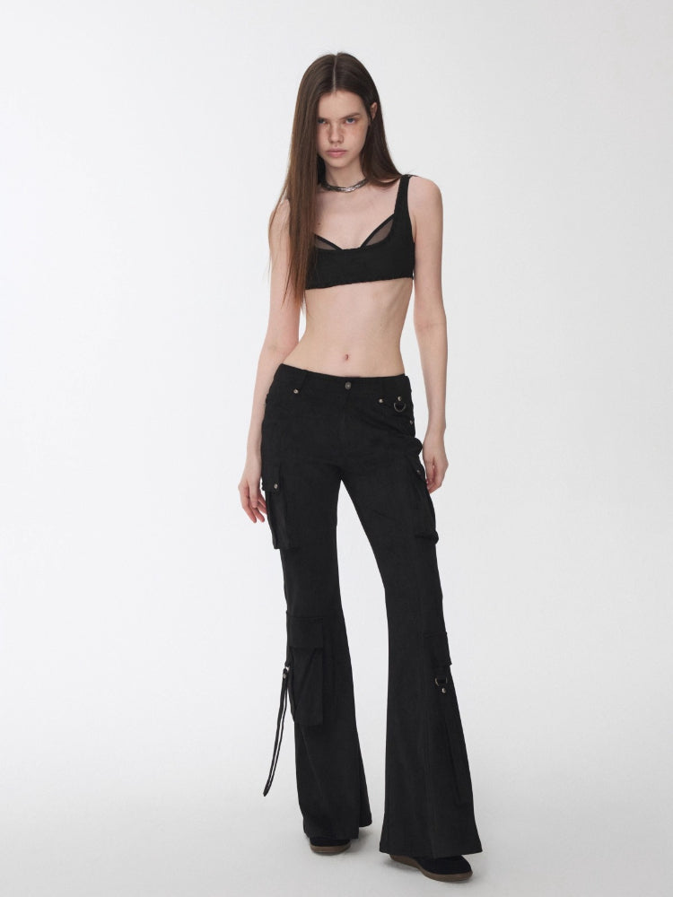 Suede Mesh Lace-Up Bralette