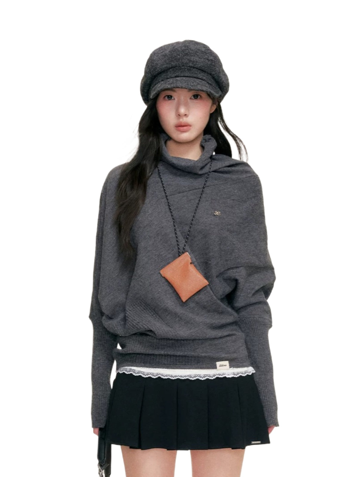 Cape Cut Turtleneck Batwing Sweater