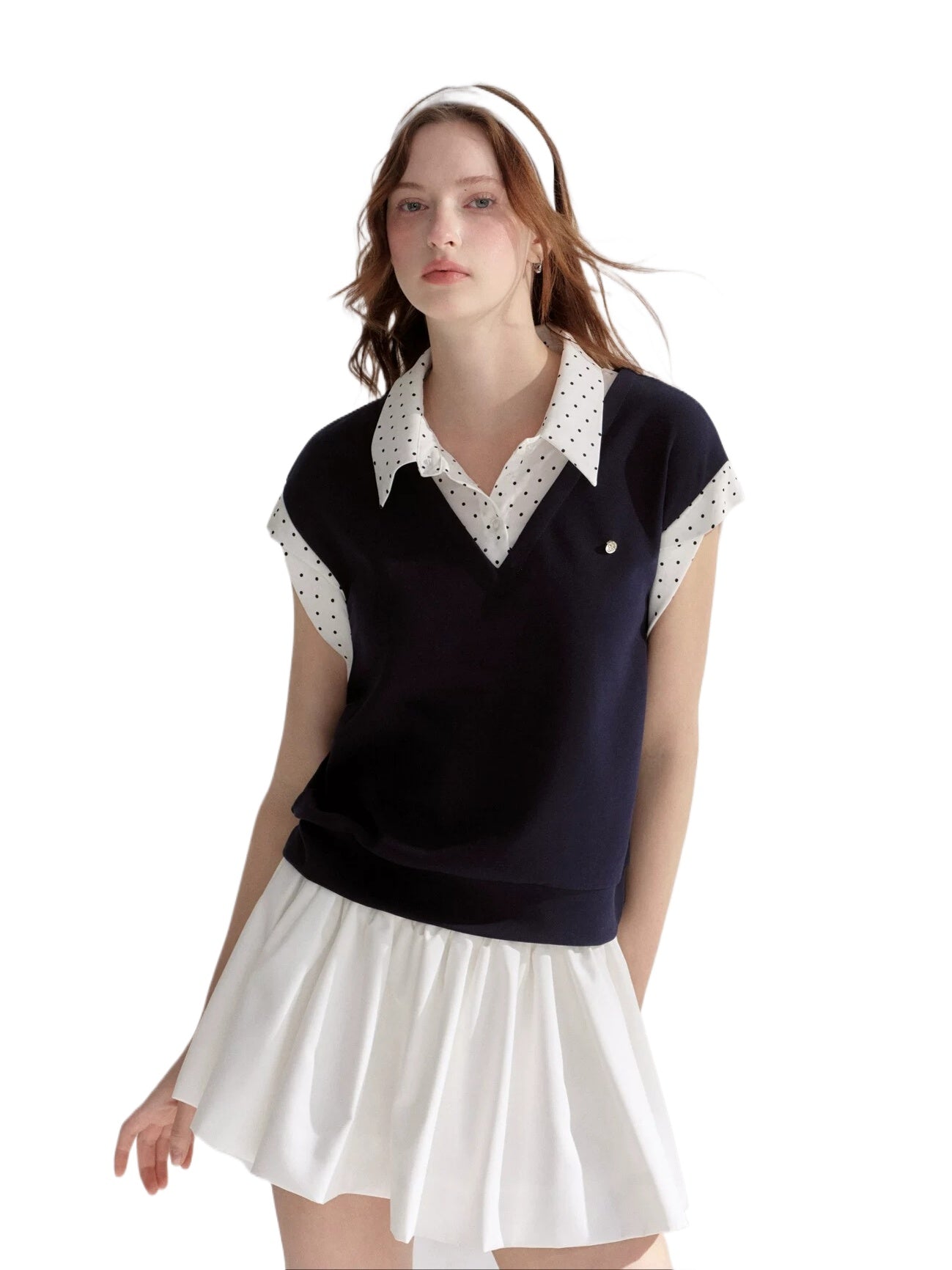 Contrast Polka Shirt
