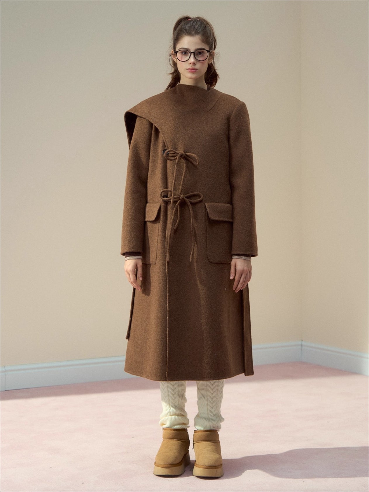 Wool Double-Faced Shawl Coat