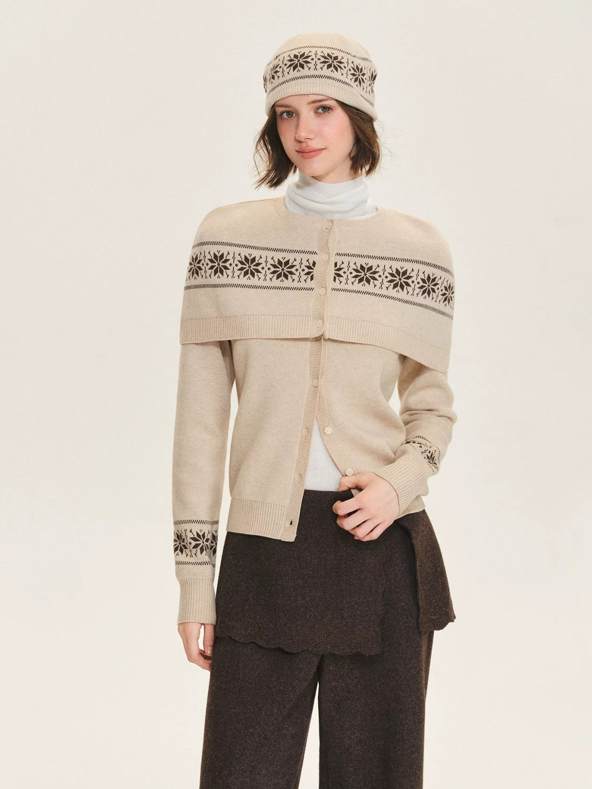 Fair Isle Knit Cape Sweater