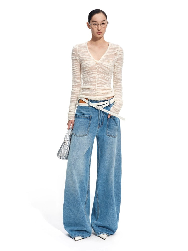 Florence 100% Wool Semi-Sheer Fitted V-Neck