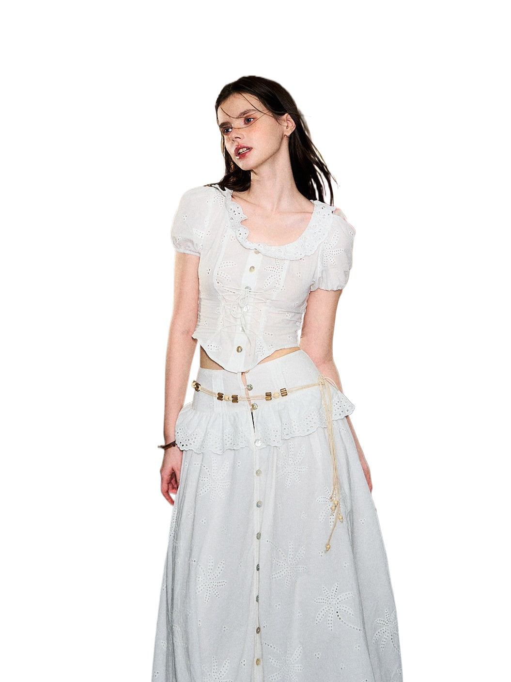 French Eyelet Skirt Set