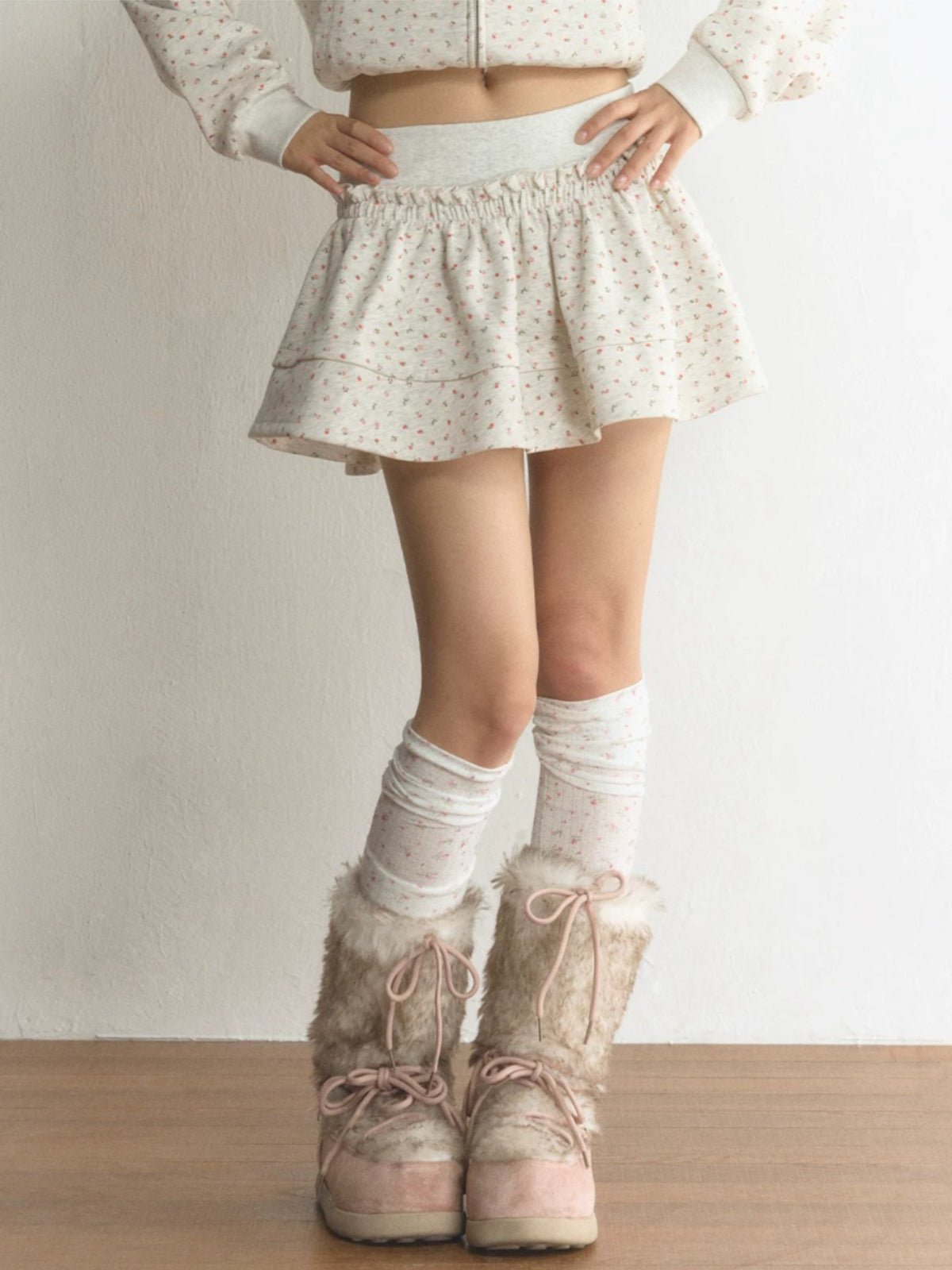Floral Tiered Ruffle Mini Skort