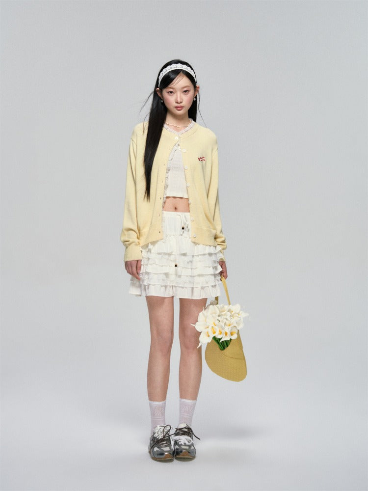 Layered Lace Pearl Trim Ballet Skirt