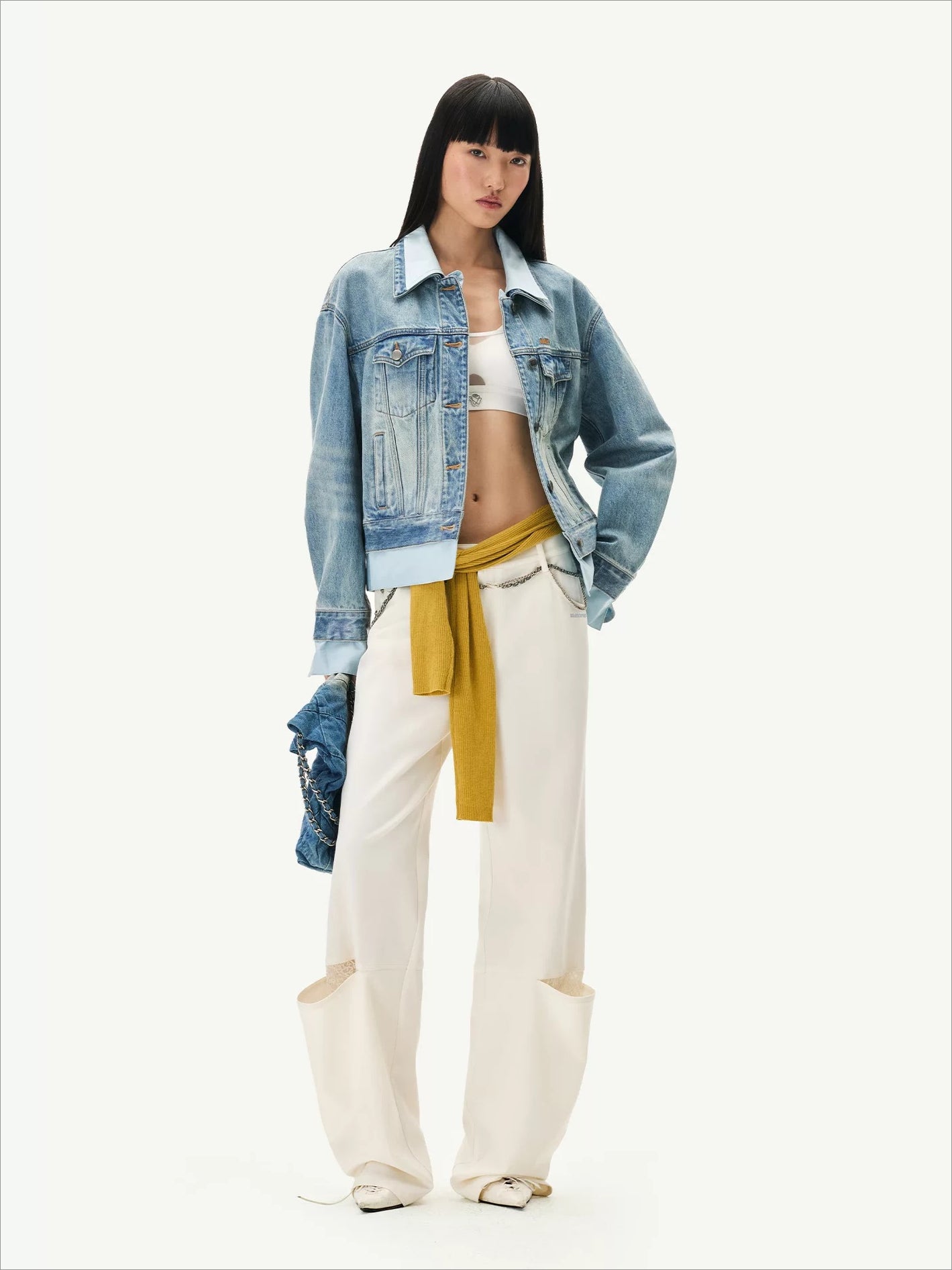 Lace Panel Straight Pants