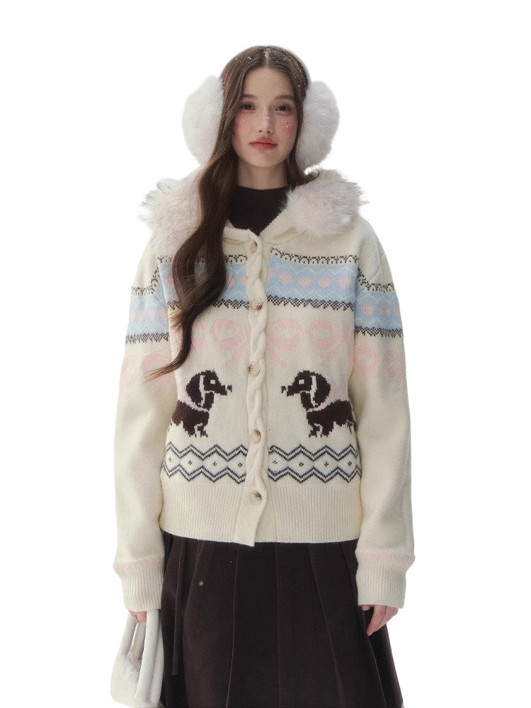 Vintage Fair Isle Dachshund Cardigan