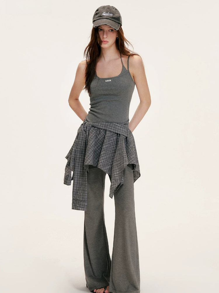 Layered Plaid Halter Dress